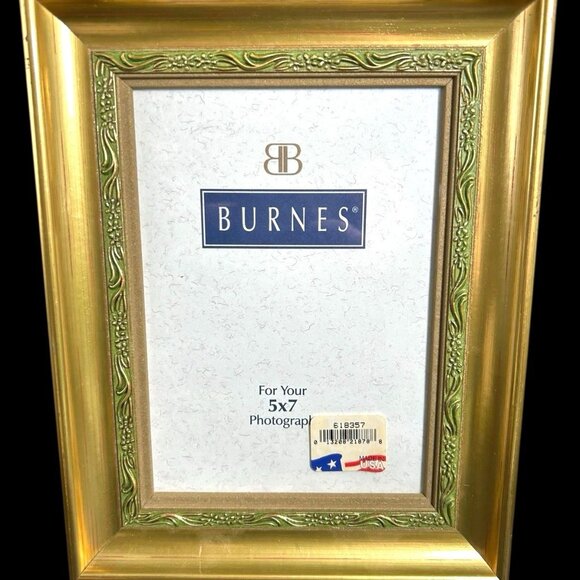 Vintage BURNES OF BOSTON Easel Picture Frame Ornate Gold Tone w Green Patina - Picture 1 of 8